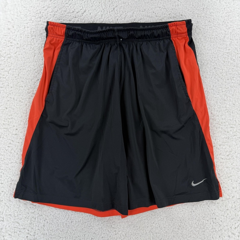 Nike Dri-FIT Shorts Mens 2XL Black Red 11 Inseam Basketball Athletic Gym Y2K